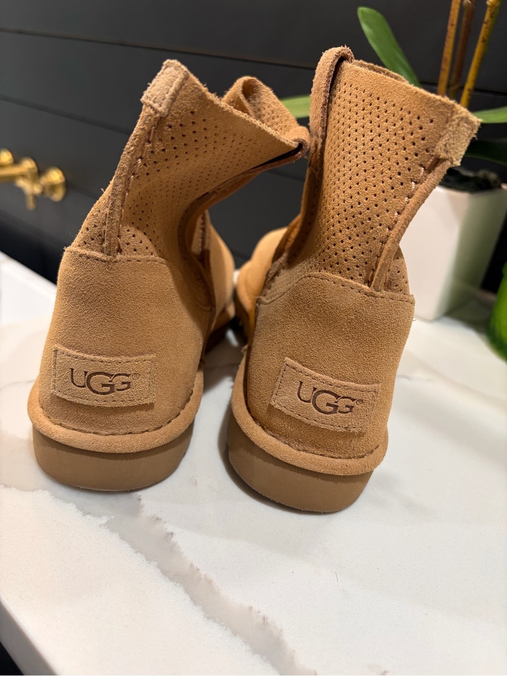 UGG Chestnut Suede Perforated Ankle Booties